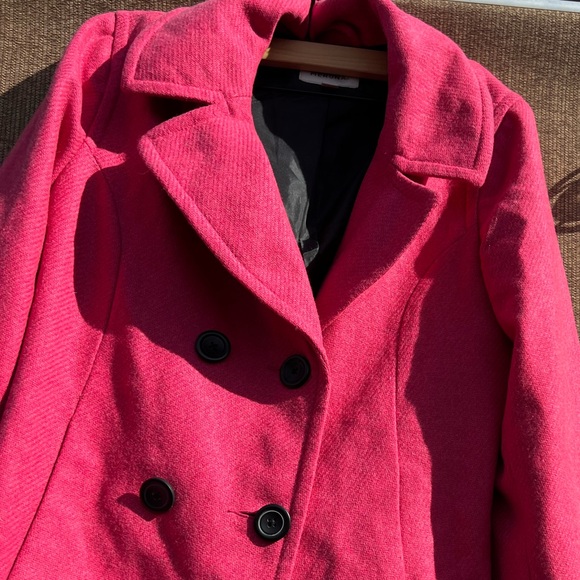 Vintage Merona Pea Coat Wool Blend Pea Coat Jacket Hot Pink 2XL - Picture 2 of 10